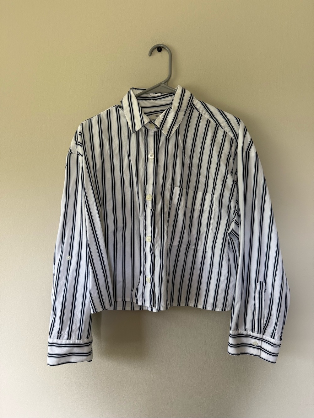 Madewell straight hem shirt poplin navy stripe - Picture 2 of 6